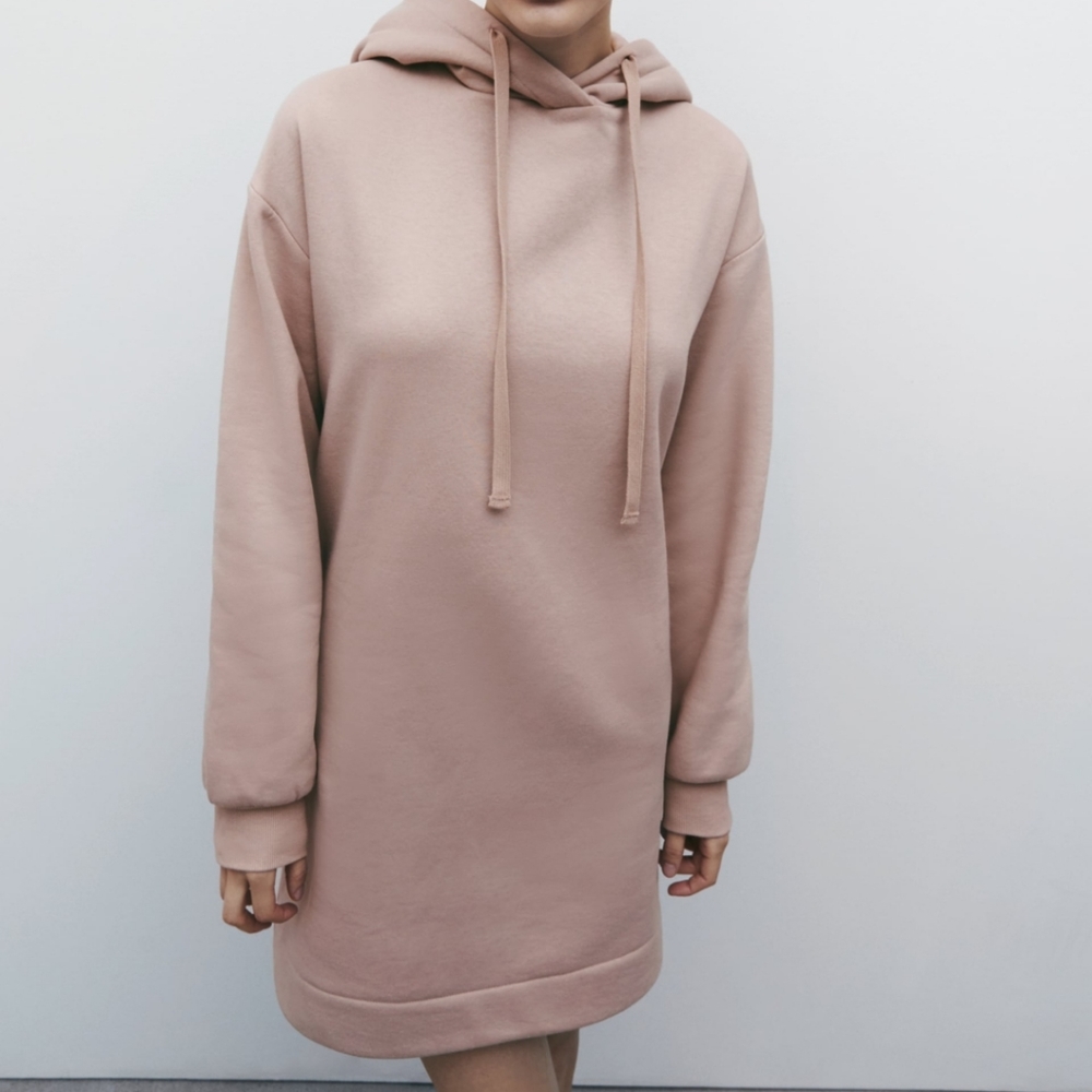Zara Dusty Pink Hoodie Dress